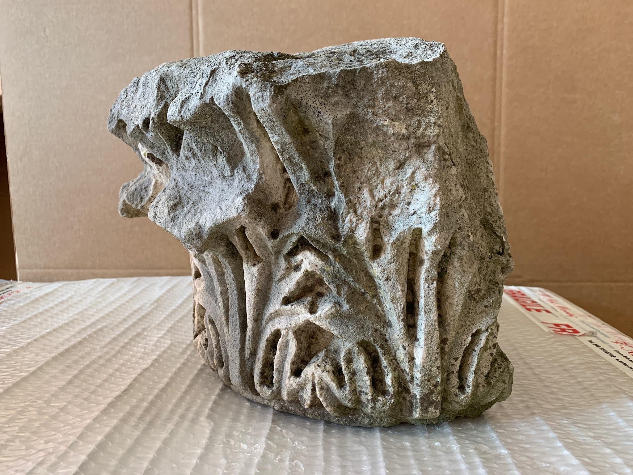 Fragmentary Marble Corinthian Capital Roman Empire 2nd Century AD - Black Abstract Sculpture by Unknown