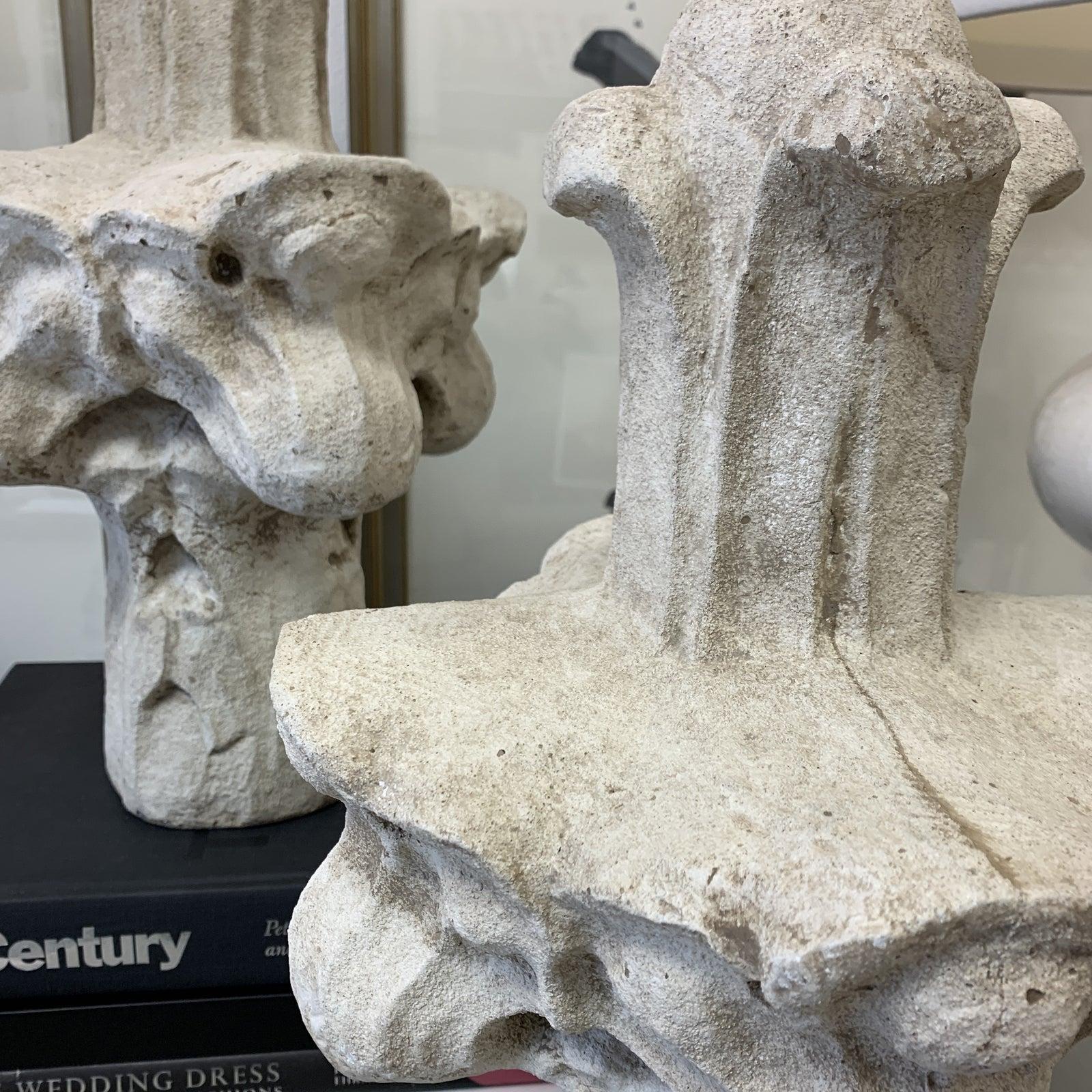 French 18th C Carved Limestone Finials A Pair 5