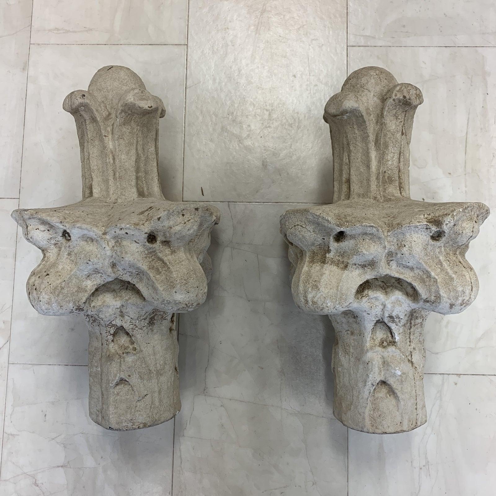 French 18th C Carved Limestone Finials A Pair - Gray Abstract Sculpture by Unknown