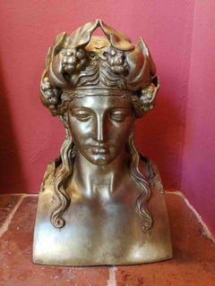 French Imperial Neoclassical Apollo bust century gilded bronze 19 century