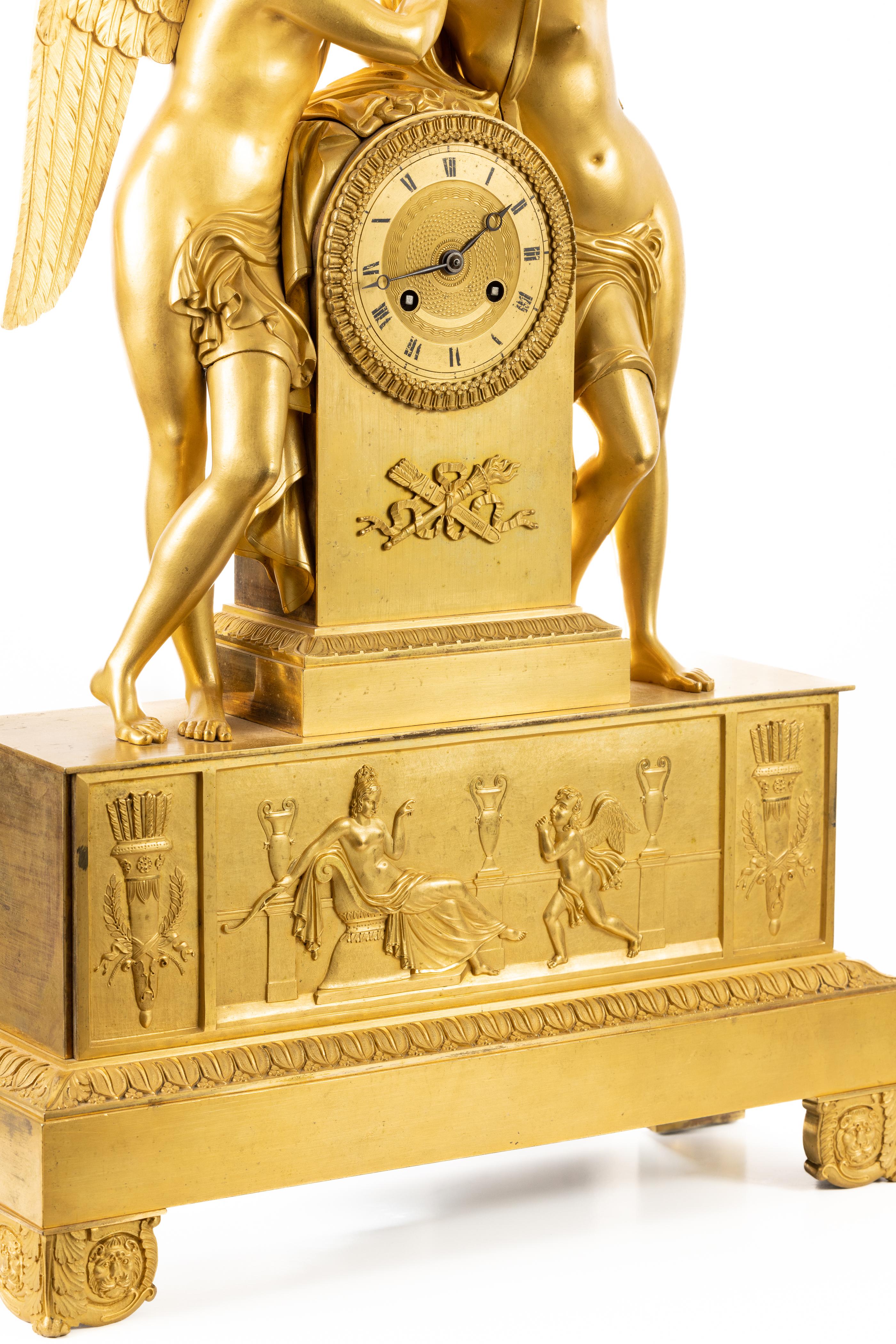 French Empire Cupid & Psyche Clock For Sale 6