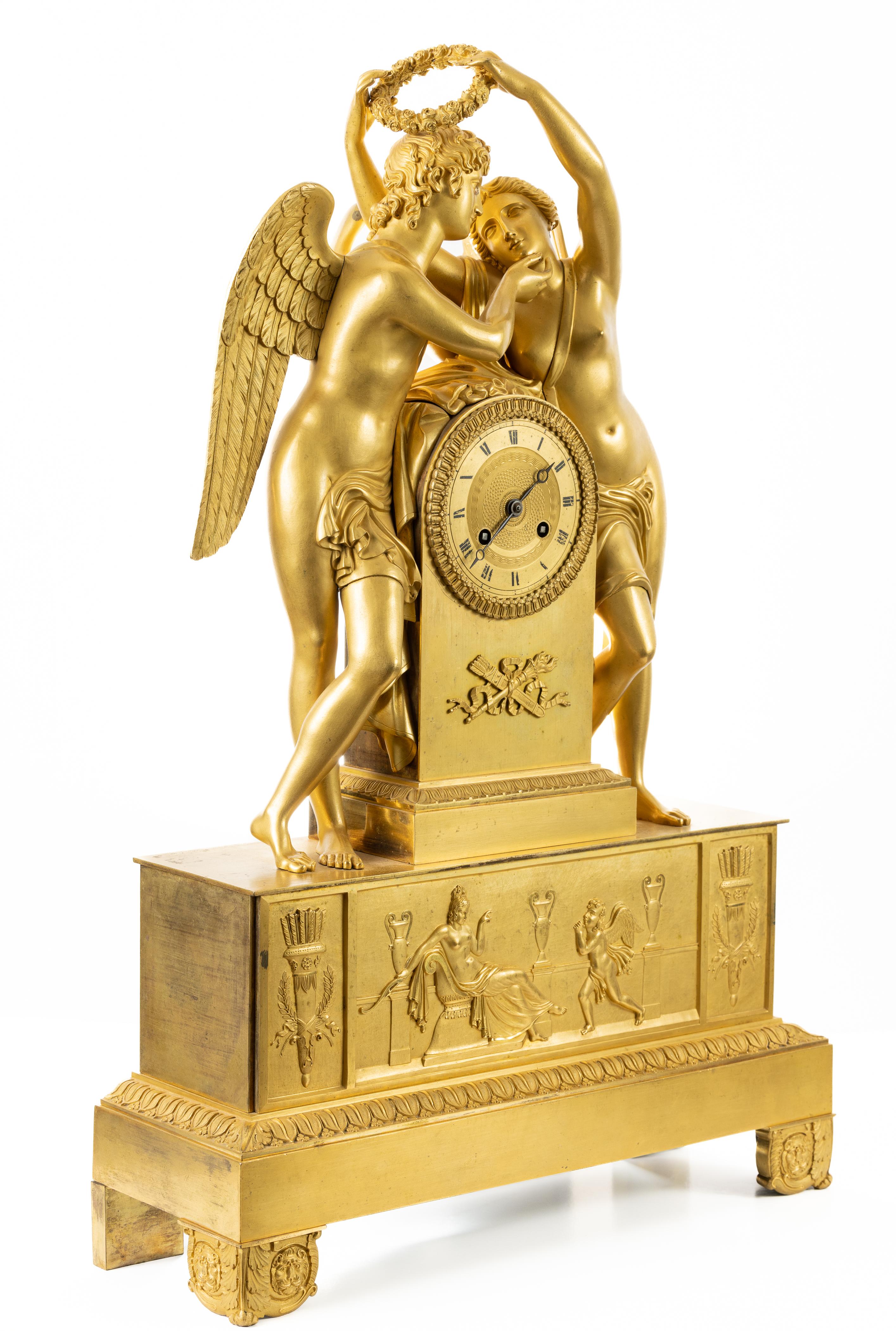 French Empire Cupid & Psyche Clock For Sale 3