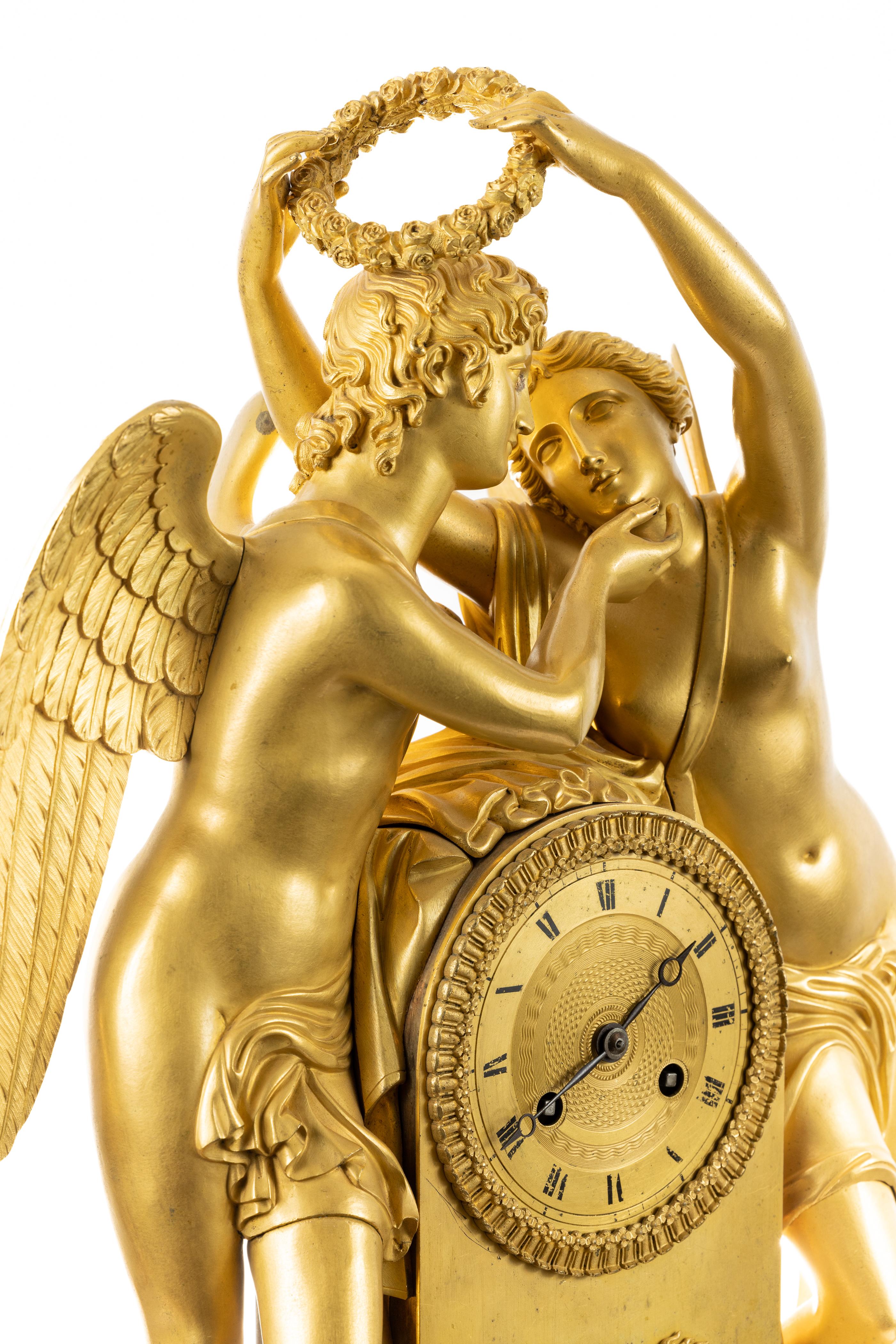 French Empire Cupid & Psyche Clock For Sale 4