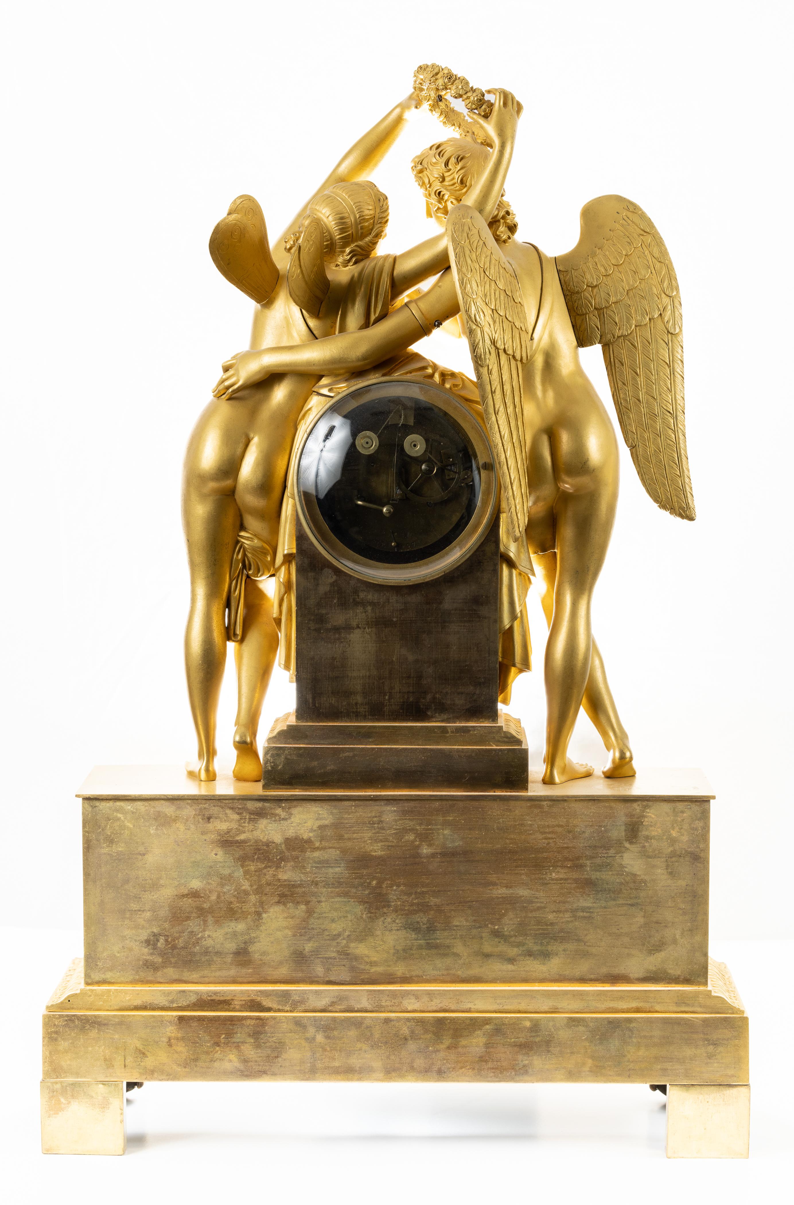 French Empire Cupid & Psyche Clock For Sale 5