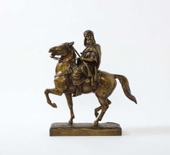 French Gilt Bronze Sculpture of an Arab Riding a Horse, A. De Gericke