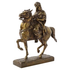 French Gilt Bronze Sculpture of an Arab Riding a Horse, A. De Gericke