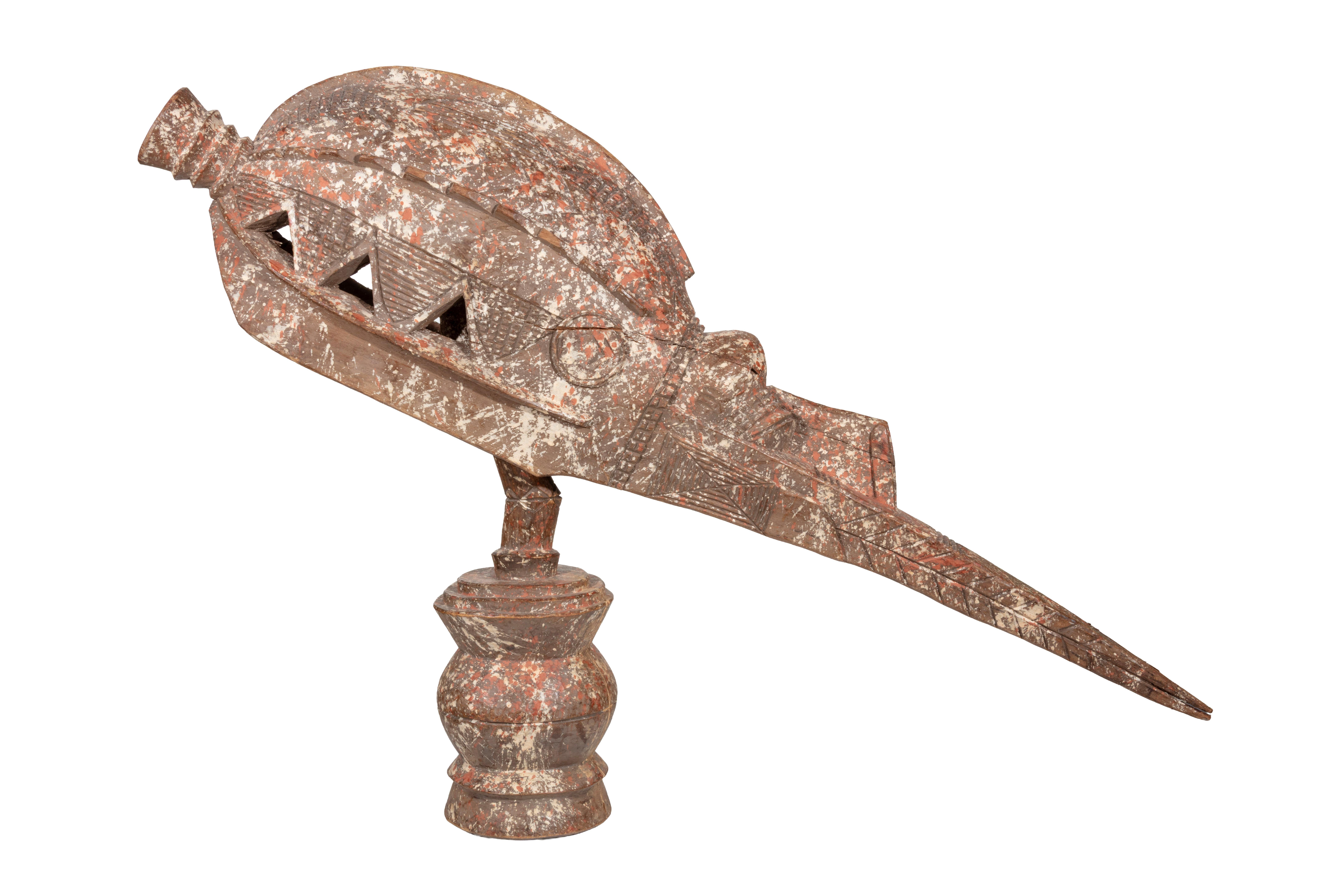 "French Guinea Baga Machole Bird, " Carved and Painted Wood created circa 1980