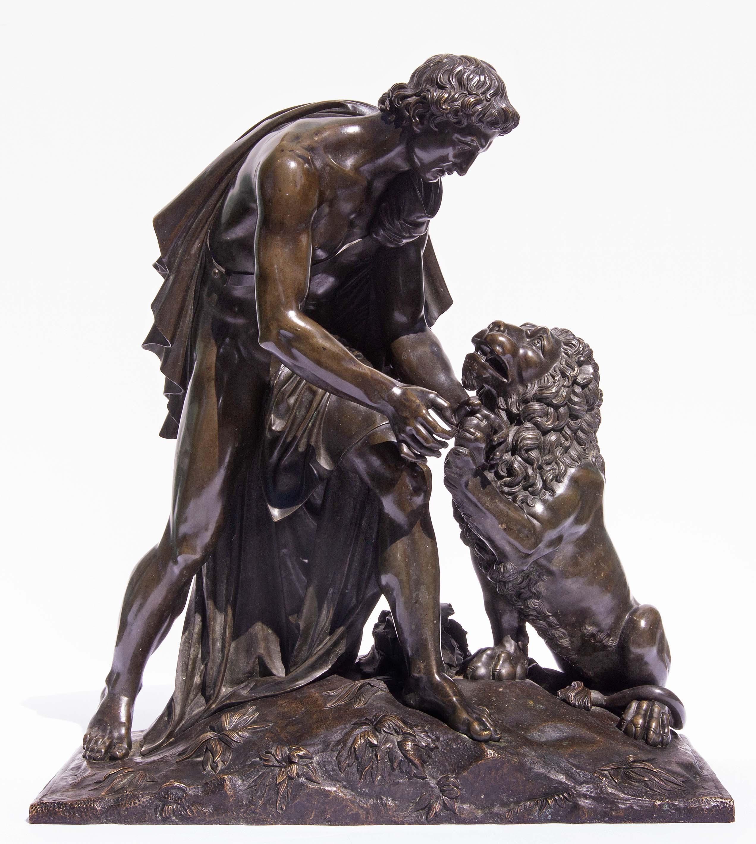 Bronze néoclassique français  Sur  Androcles et le lion