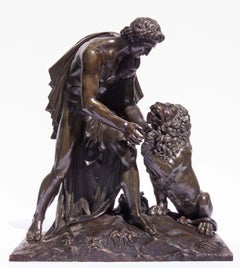 Antique French Neoclassical Bronze  Of  Androcles and the Lion