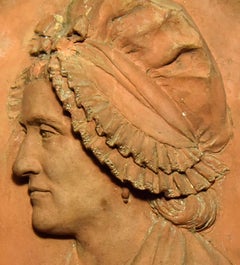 French Revolution terracotta tondo of a woman, signed and dated 1792