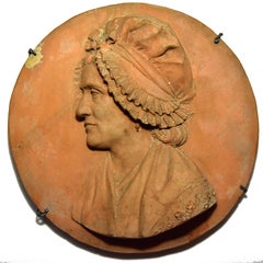 French Revolution terracotta tondo of a woman, signed and dated 1792