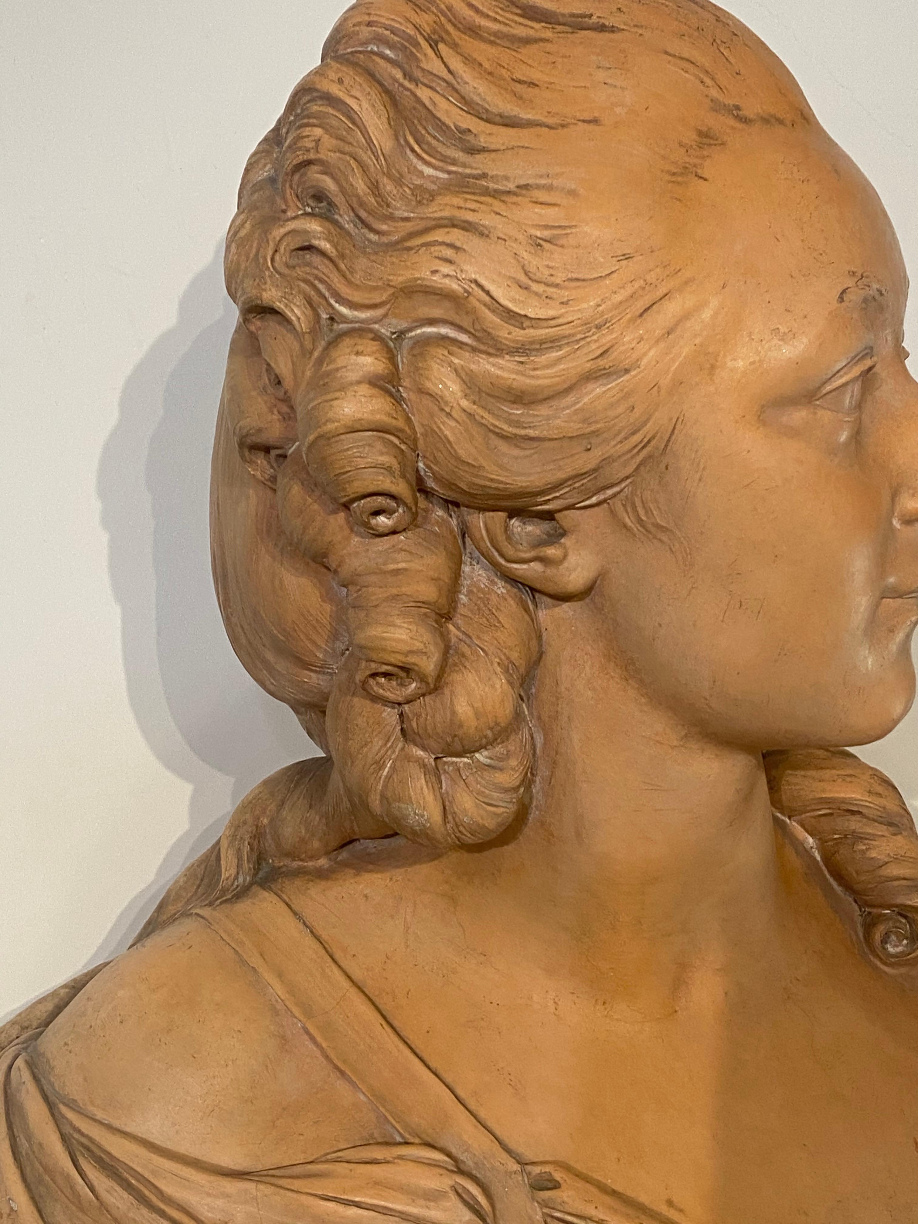 French School Terra Cotta Bust of Marie Antionette, 19th C. - Realist Sculpture by Unknown