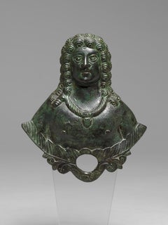 Antique Gallo-Roman Bronze Applique Bust Figure of a Man, 3rd/4th Century A.D. 