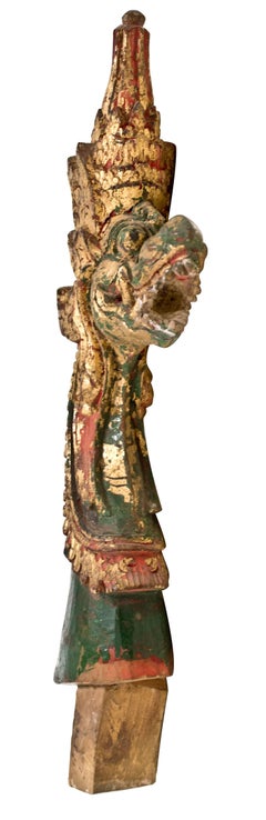 "Garuda Finial, " Indonesian Hand-carved Painted Wood