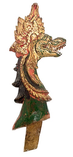 Antique "Garuda Finial, " Indonesian Hand-carved Painted Wood