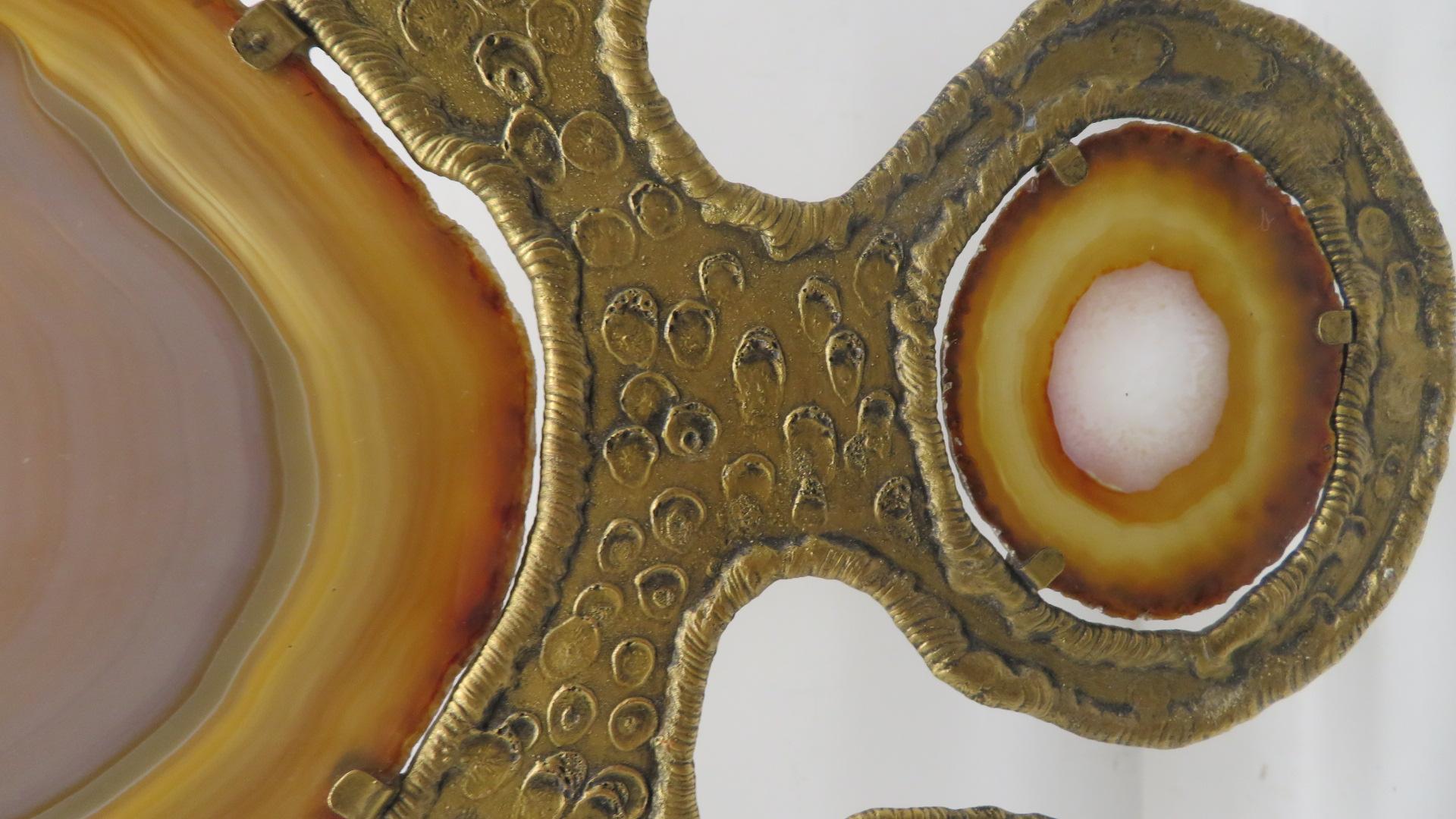 Sculpture murale BRUTALIST allemande abstraite en cuivre et agate, vers les années 1960 5