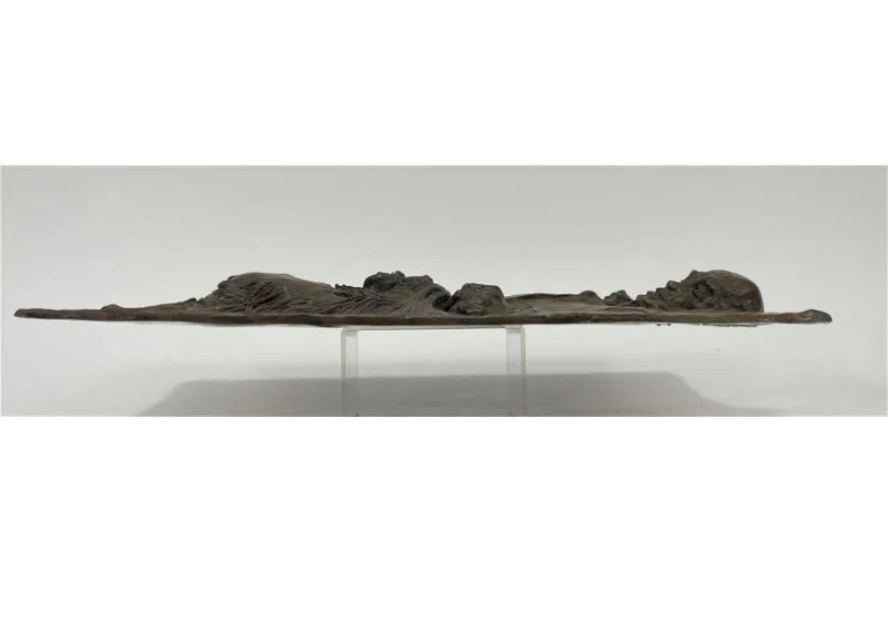 German Expressionist Bronze Relief Plaque Mans Best Friend, a Man and His Dog For Sale 1