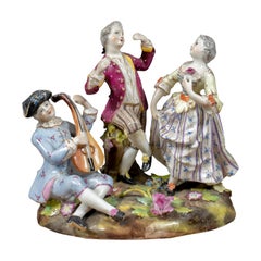 German porcelain group - 19th century gallant concert scene - Musicians