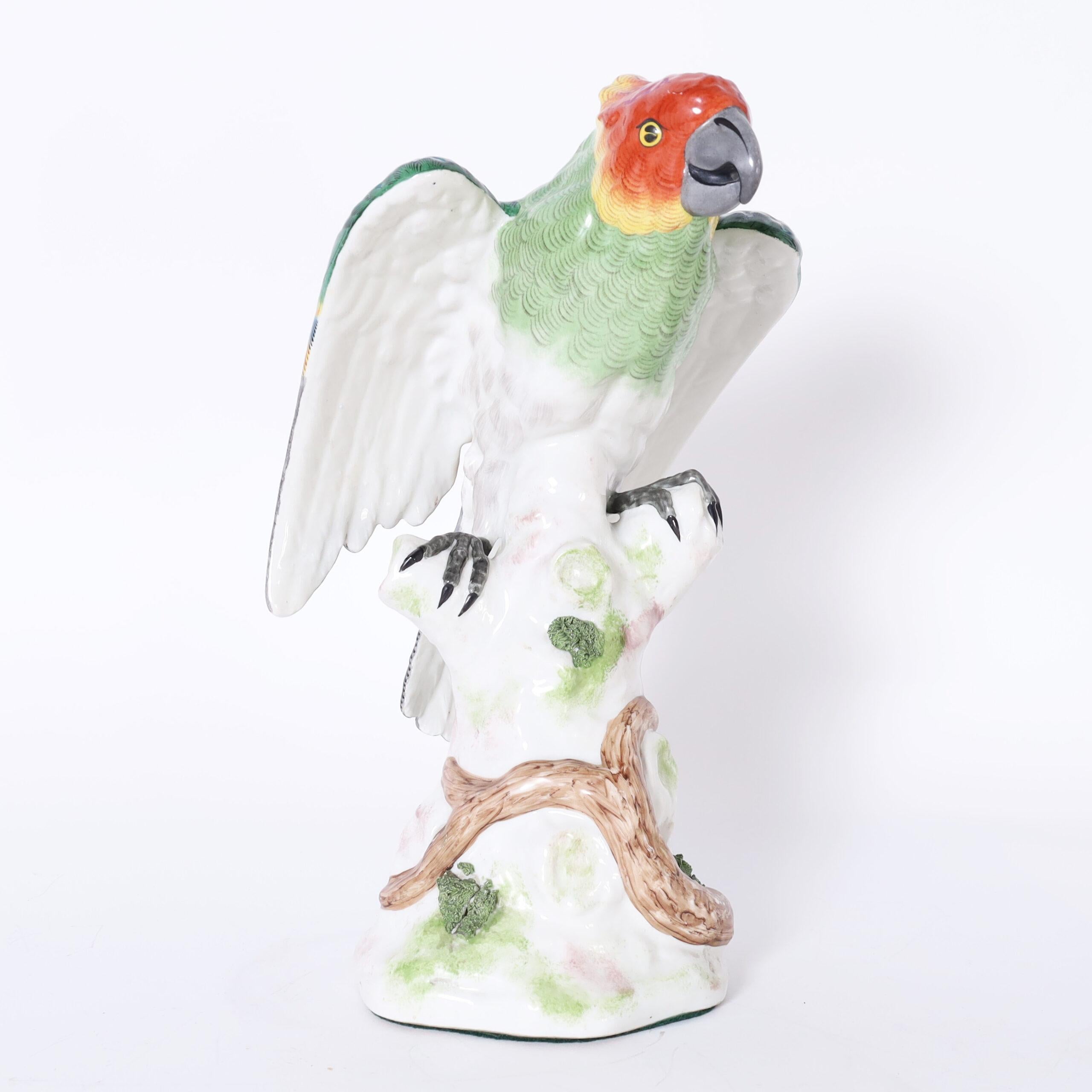 Pappagallo tedesco in porcellana - Sculpture di Unknown