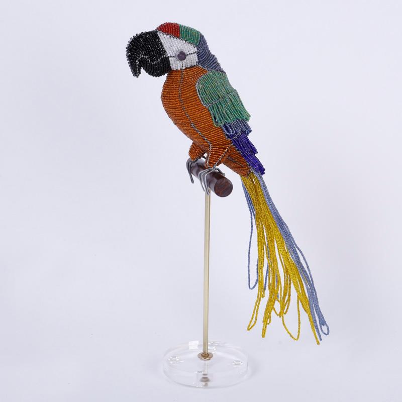 Glass Beaded Parrot Sculpture For Sale 1