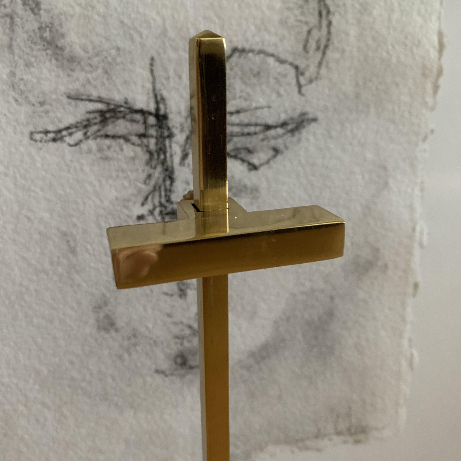 Gold Brass Adjustable Art Easel - Sculpture by Unknown