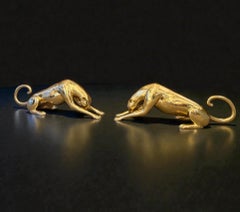 Gold Panthers Brass Sculptures Neo Art Deco Style
