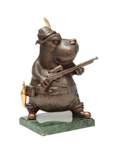 Gold Trophy Hunter, Bronze Sculpture by Volodymyr Mykytenko, 2005