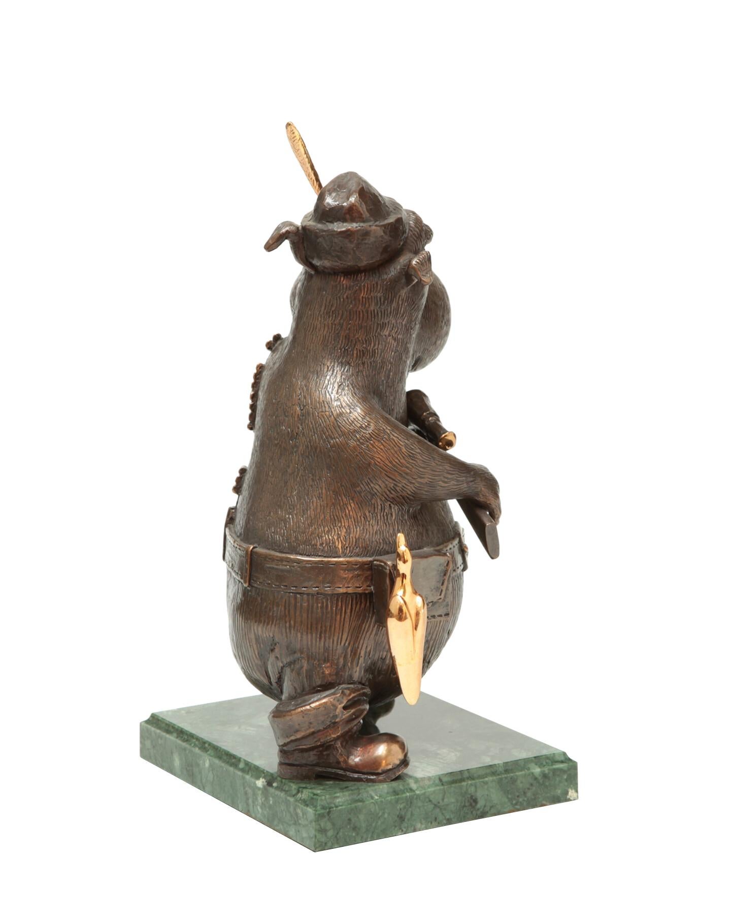 Gold Trophy Hunter, Bronze Sculpture by Volodymyr Mykytenko, 2005 For Sale 2