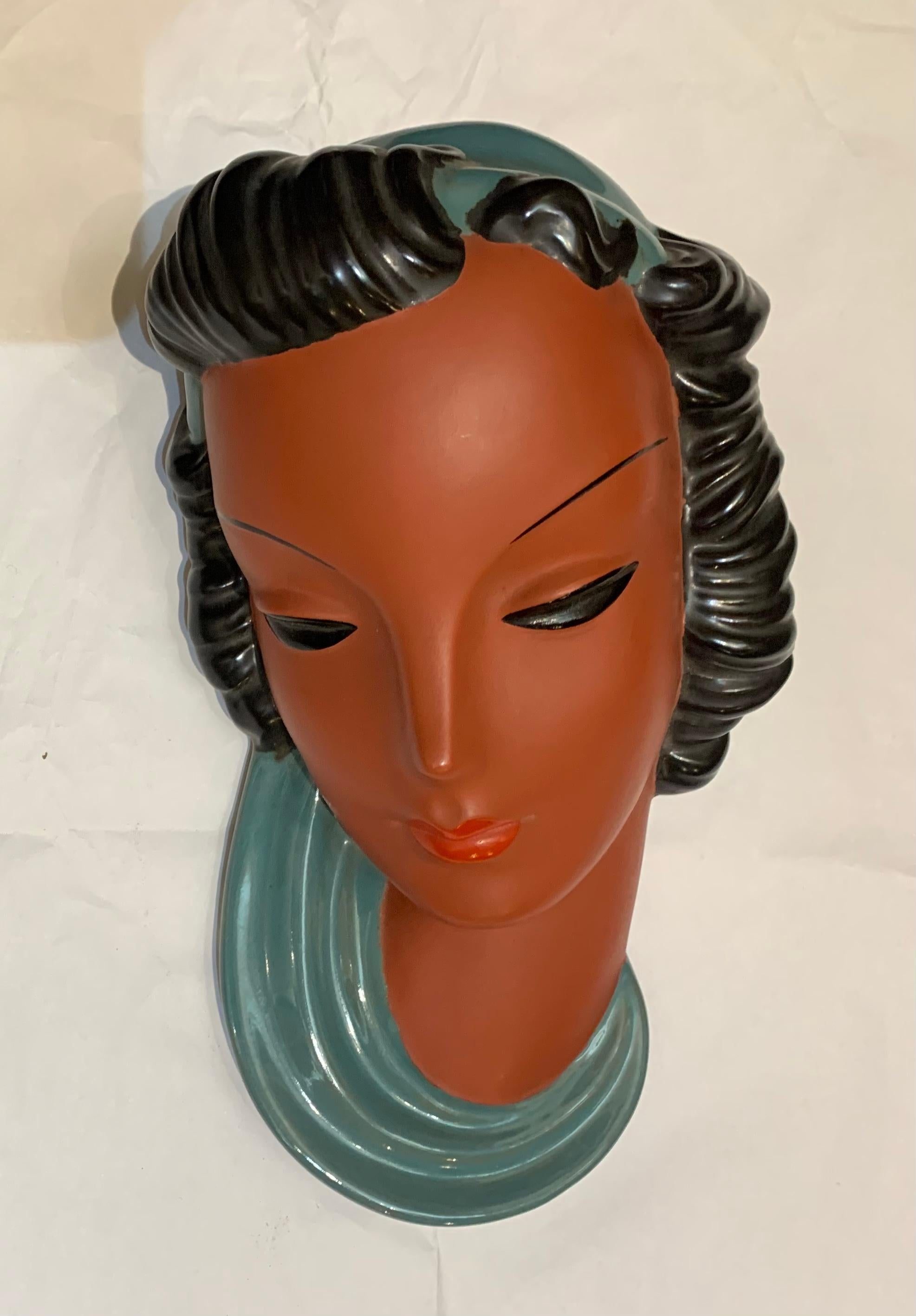 Goldscheider - Vienna, Wall Mask, 1940s-50s. For Sale 6