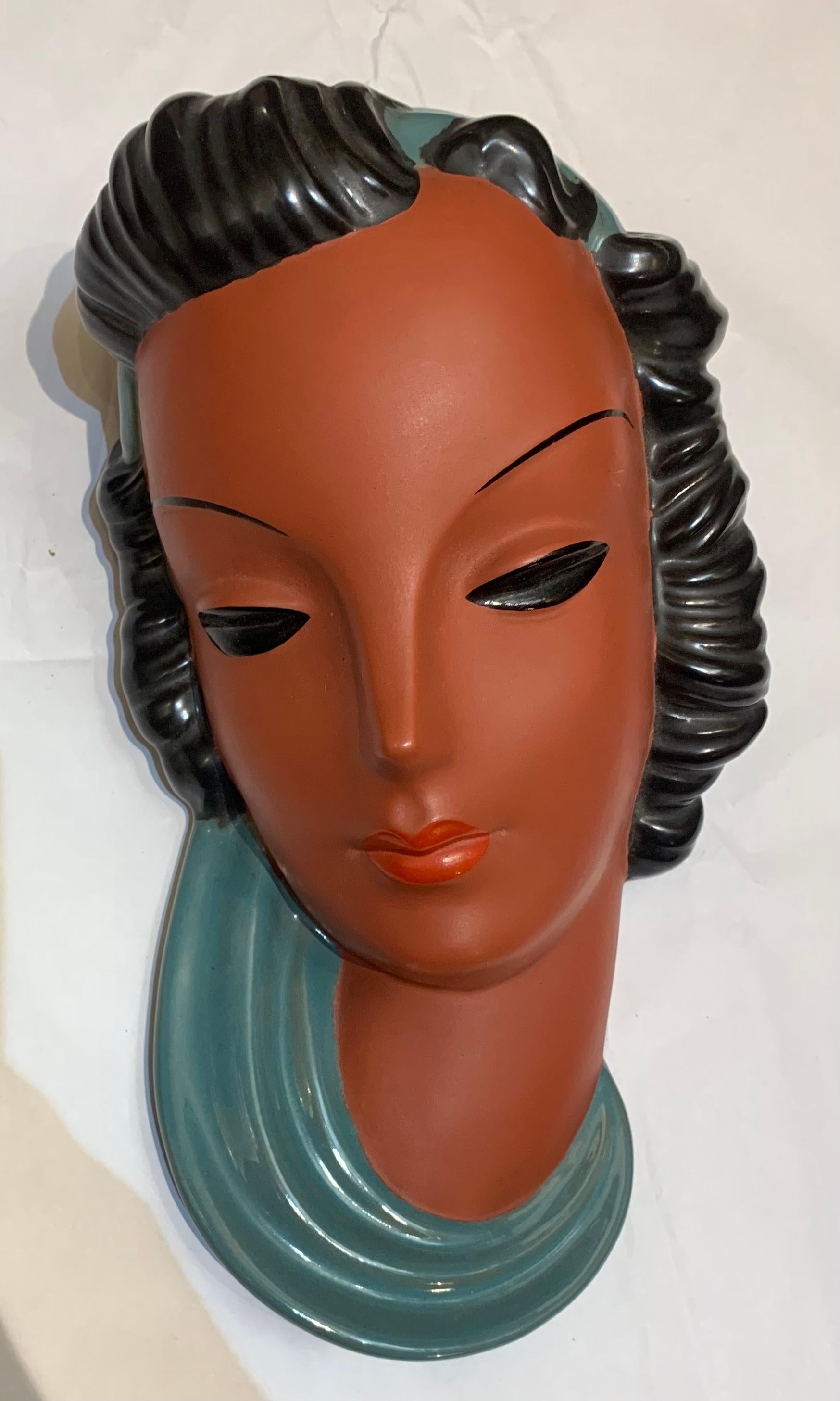 Goldscheider - Vienna, Wall Mask, 1940s-50s. For Sale 7