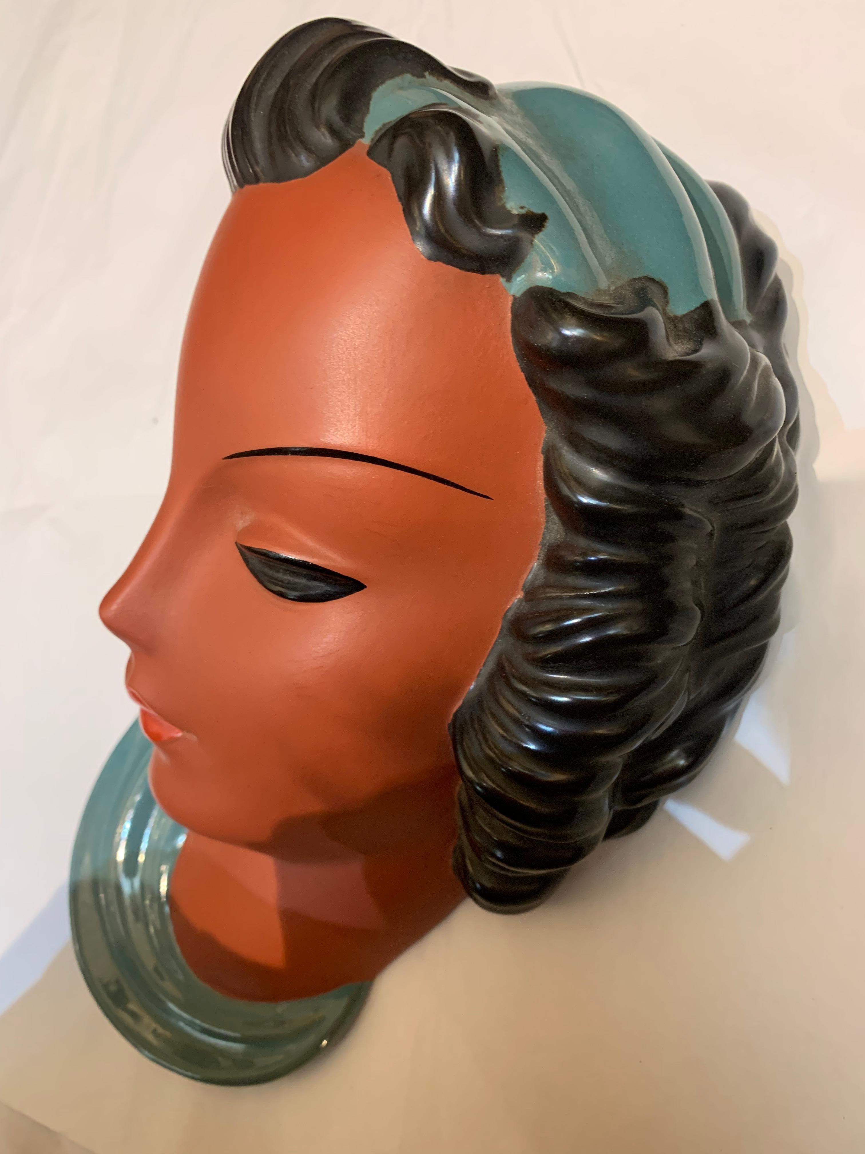 Goldscheider - Vienna, Wall Mask, 1940s-50s. For Sale 5