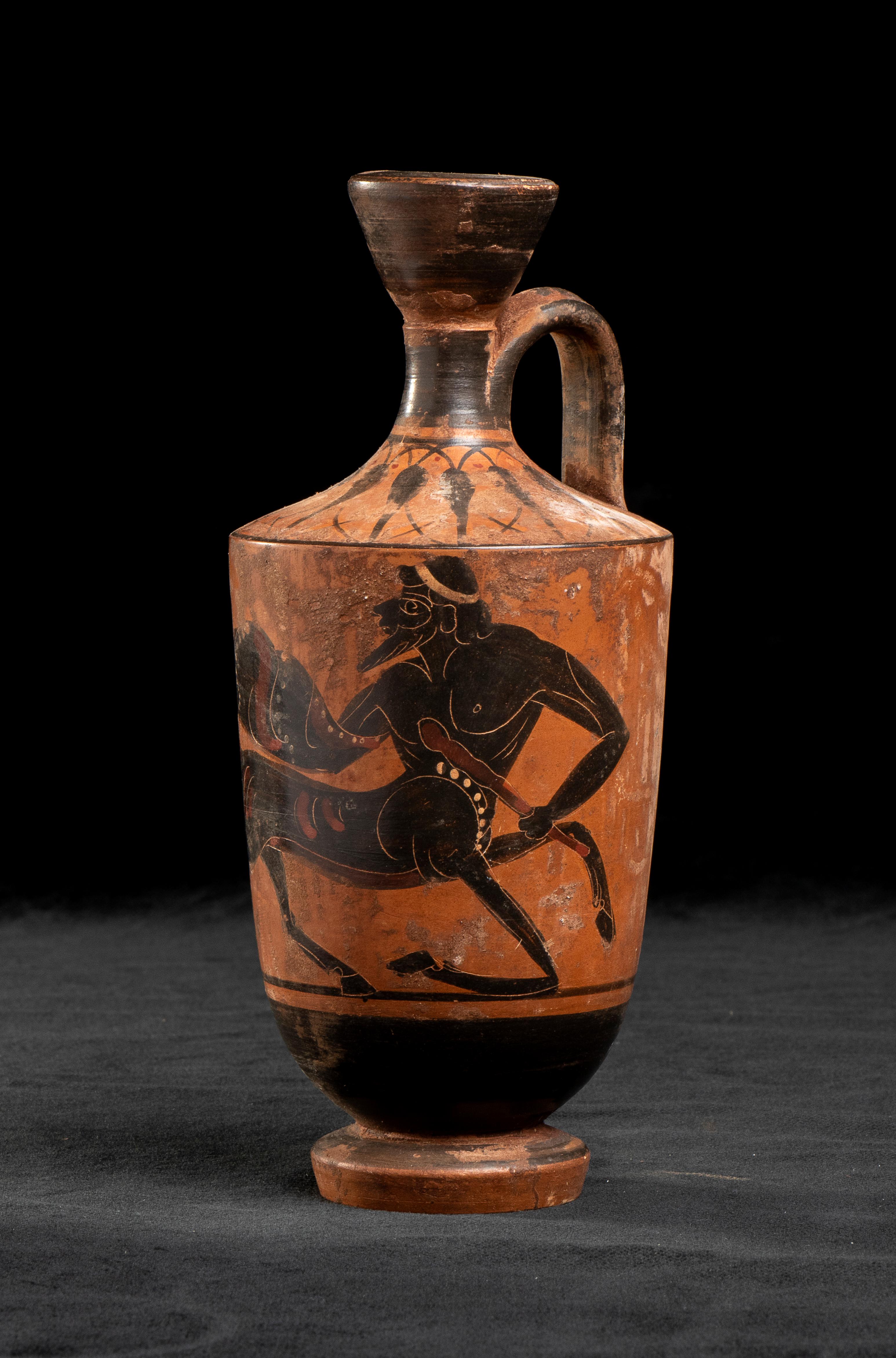 Unknown Figurative Sculpture - Gran Tour Ancient Greek Style Painted Figure Vase 19th Century 