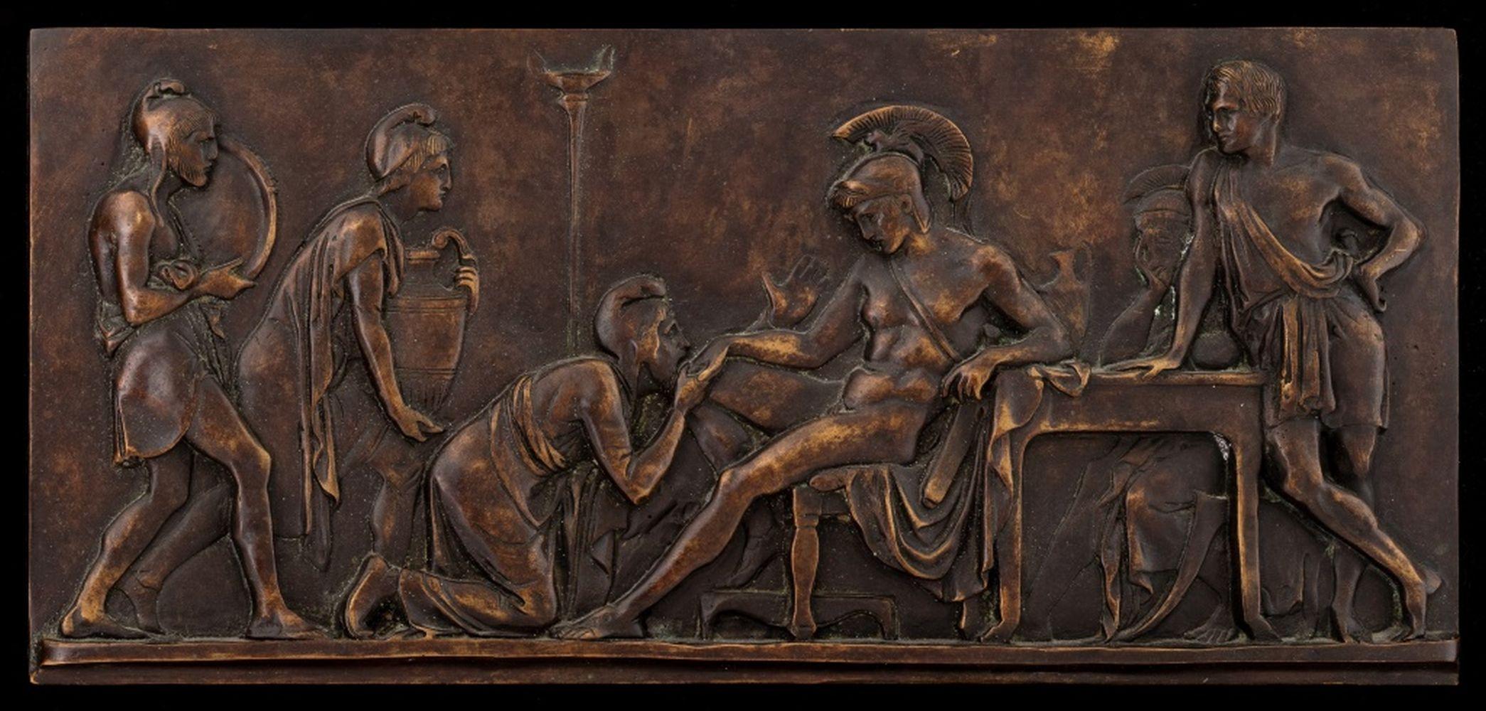 Targa in bronzo con rilievo di Achille e Priamo del Grand Tour - Sculpture di Unknown