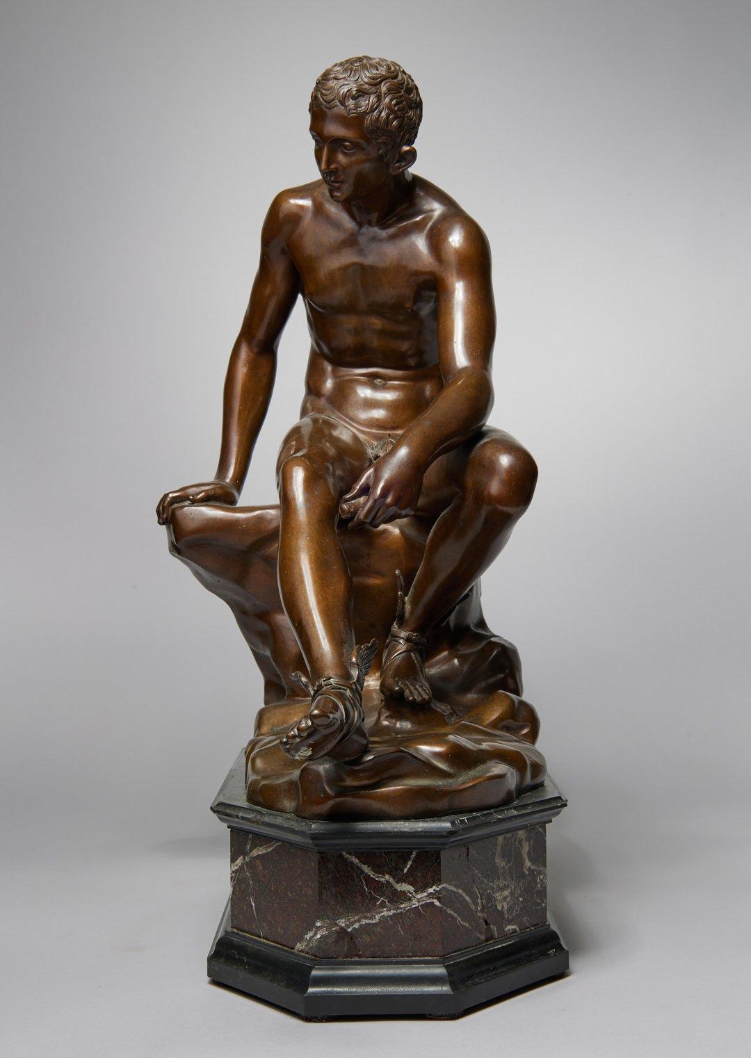 Grand Tour Figure en bronze d'Hermès assis, début du 19e siècle D'après l'Antiquité - Sculpture de Unknown