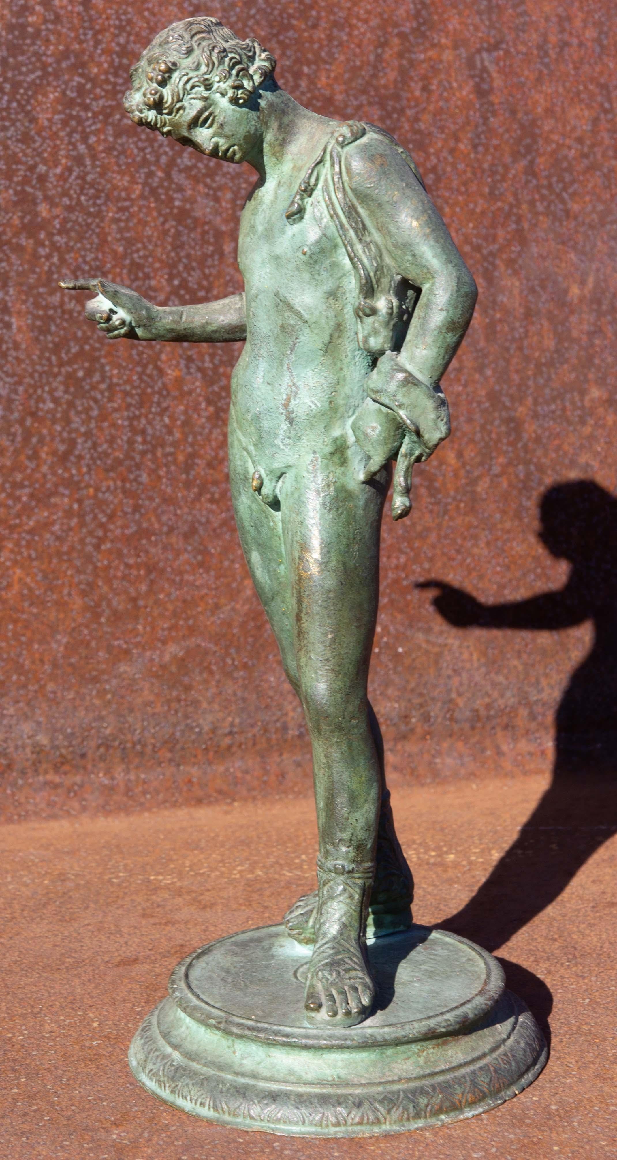 Grand Tour Bronze Sculpture of Narcissus - Gold Figurative Sculpture by Unknown