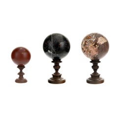 Grand Tour Collection Of Three Spheres Sculptures In Specimen Marbles Standing 