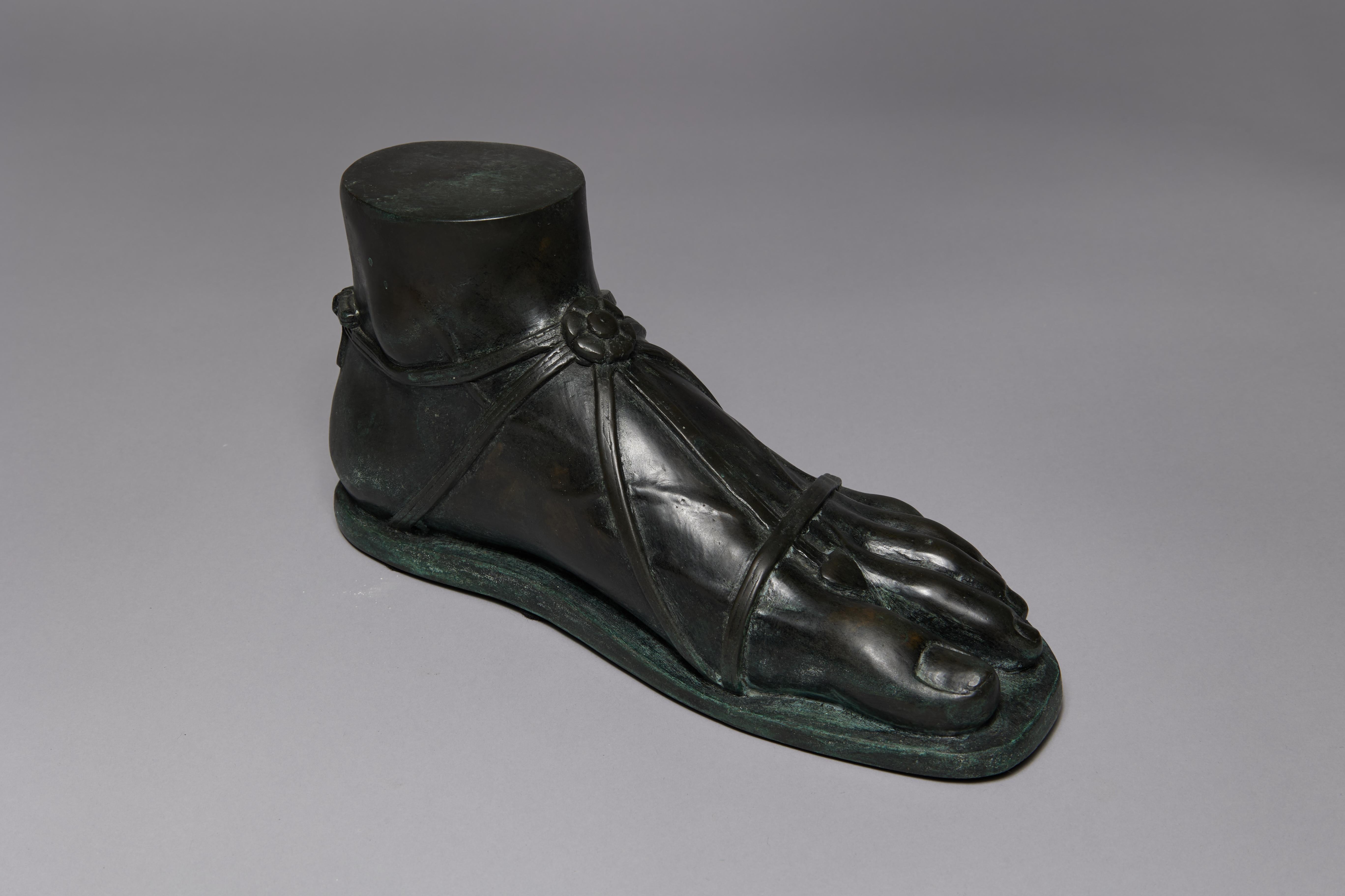 Grand Tour Sandaled Foot of an Antiquity, 19th Century Italian - Gold Figurative Sculpture by Unknown