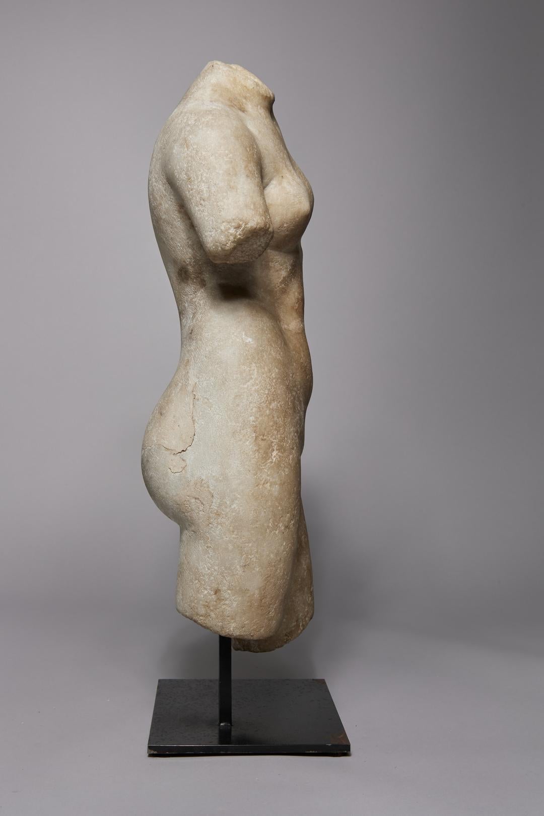 Grand Tour Torso of Aphrodite/Venus After the Antiquity, 19th Century
Marble
Torso: 20 x 11 x 6 inches
Including base: 22 inches high
43 lb.
A 