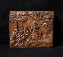 Grande Bassorilievo in Noce Scolpito "L'orto di Getsemani" Veneto XVII secolo