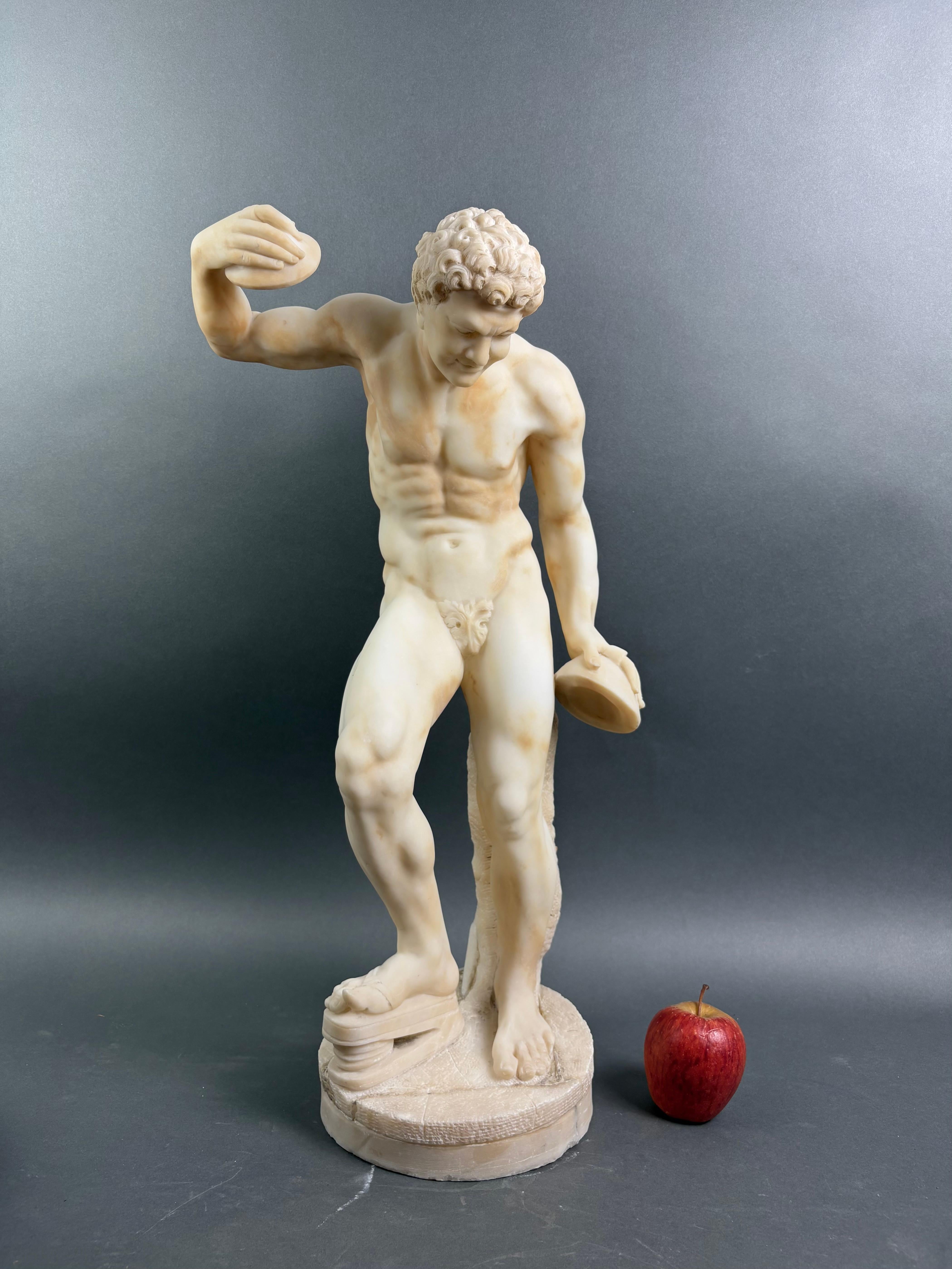 Grande Scultura in Alabastro  Satiro con Cimbali  Bottega Volterrana XIX secolo - Sculpture Scuola italiana di Unknown