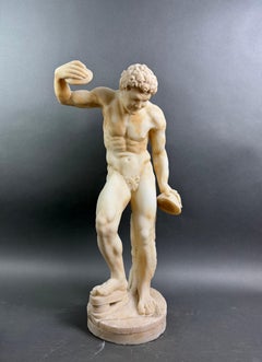 Grande Scultura in Alabastro  Satiro con Cimbali  Bottega Volterrana XIX secolo