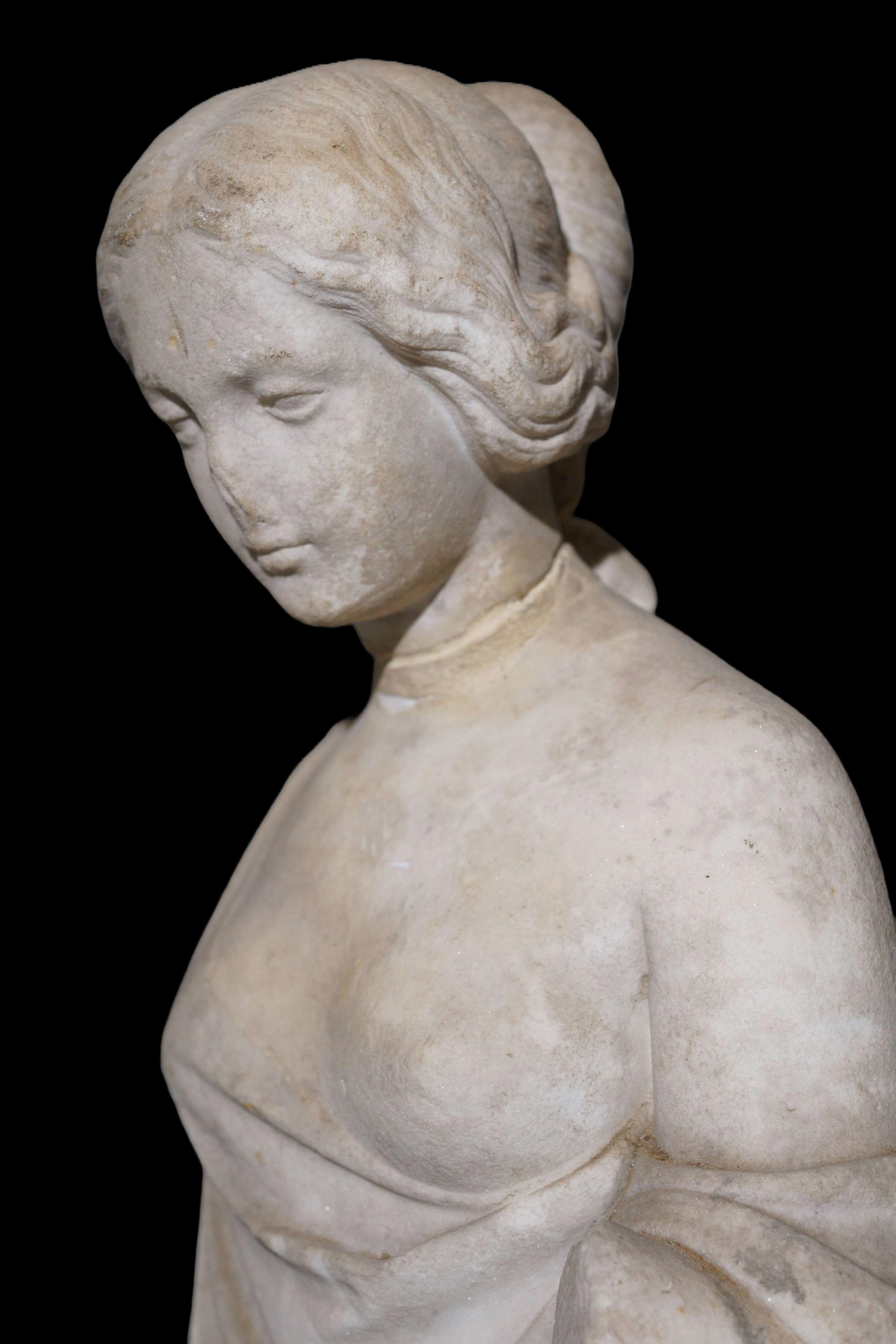 Gran escultura neoclásica italiana de mármol Alegoría siglo XVIII en venta 11