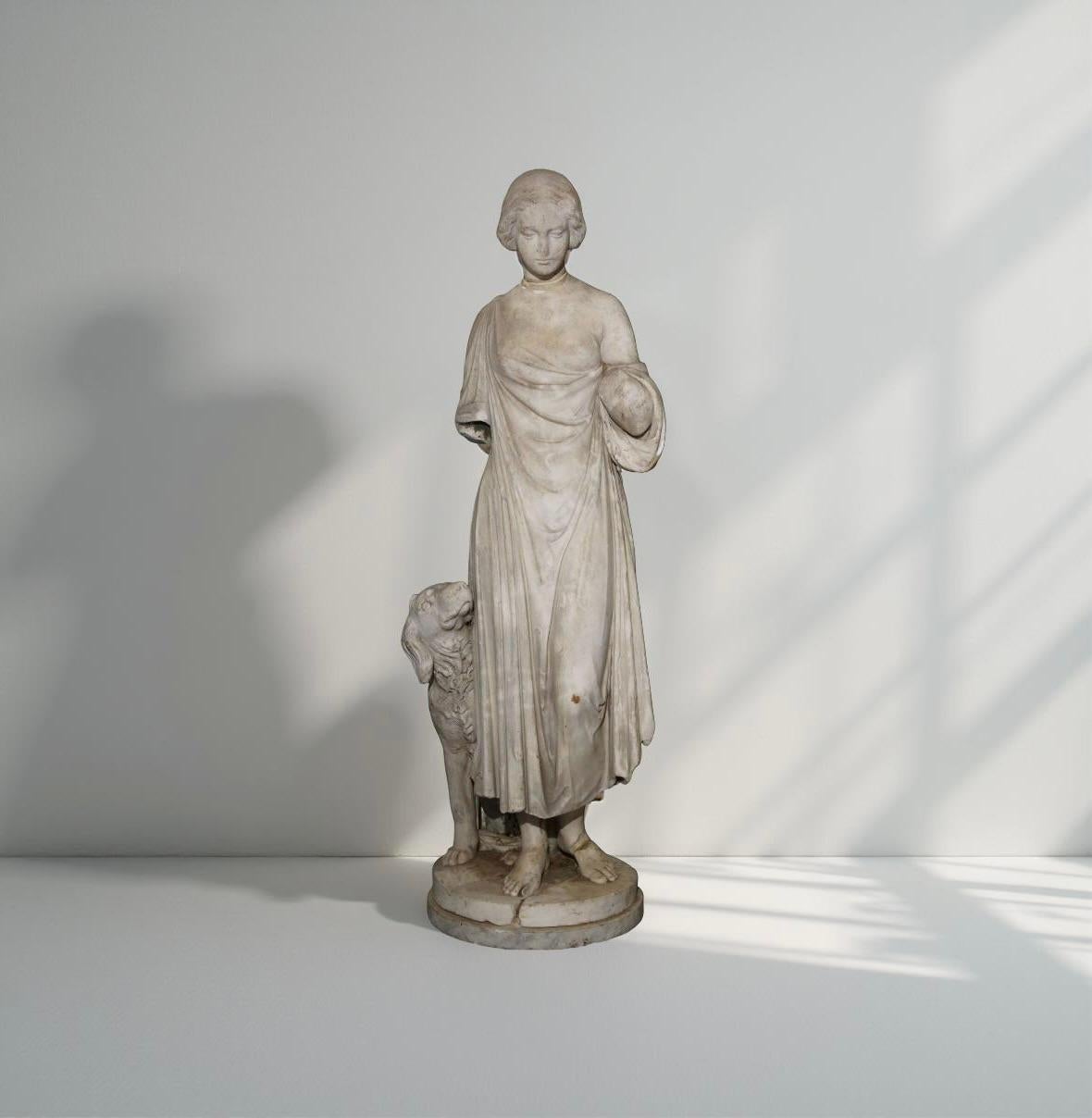 Gran escultura neoclásica italiana de mármol Alegoría siglo XVIII - Sculpture de Unknown