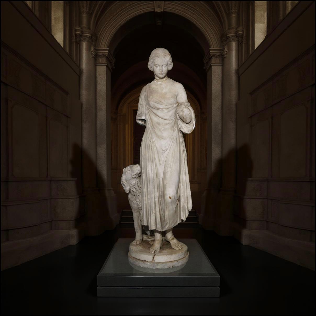 Gran escultura neoclásica italiana de mármol Alegoría siglo XVIII - Figurative Sculpture Black de Unknown
