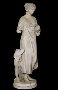 Grande Scultura Italiana in Marmo Neoclassica Allegoria XVIII secolo