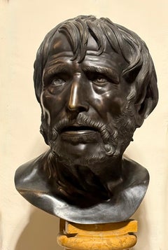 Pseudo-Seneca Grand Tour Bronzekopf Neapel Ende 18