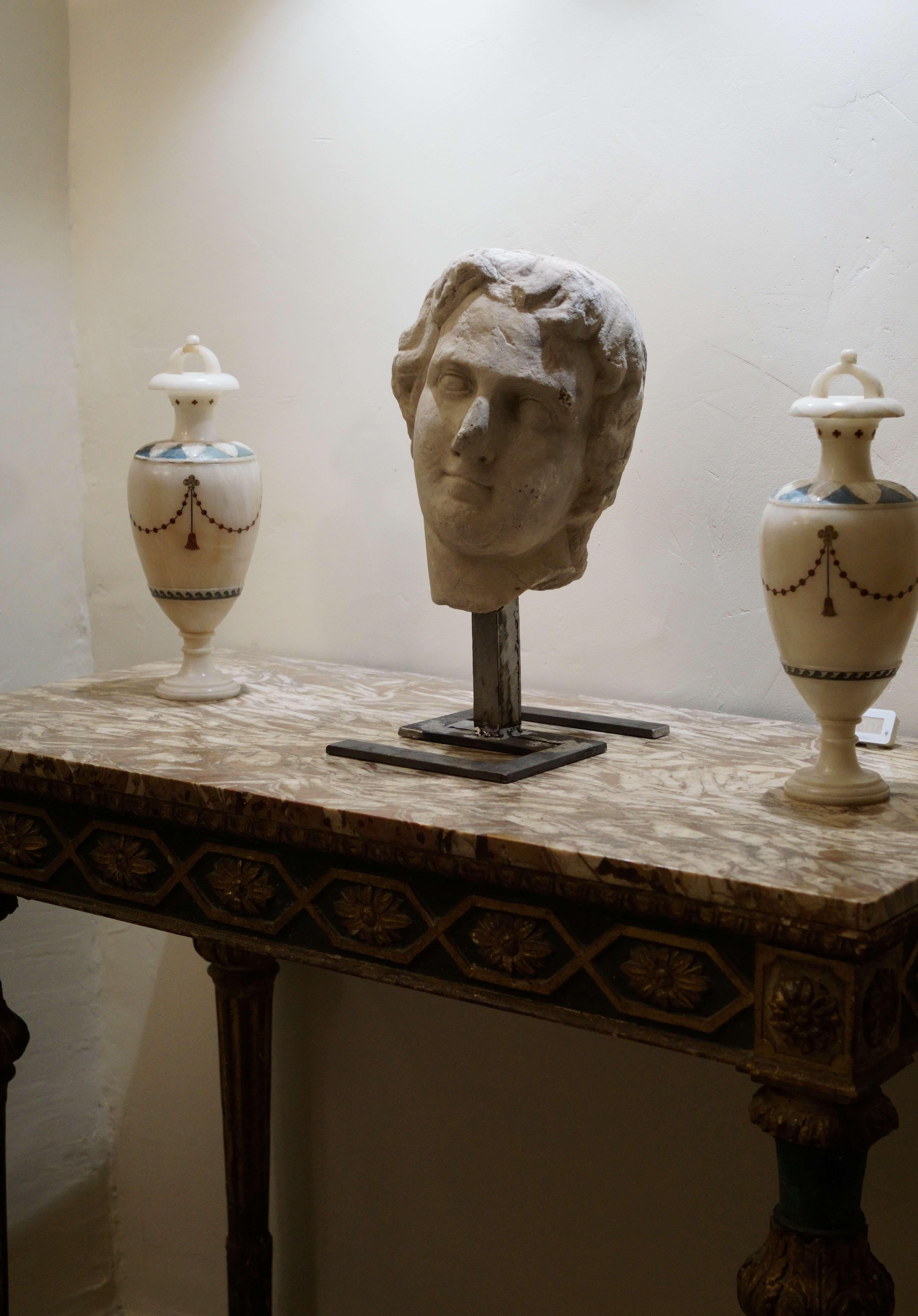 Grande Testa in Marmo bianco di Alessandro Magno Roma XVII secolo Scultura in vendita 6