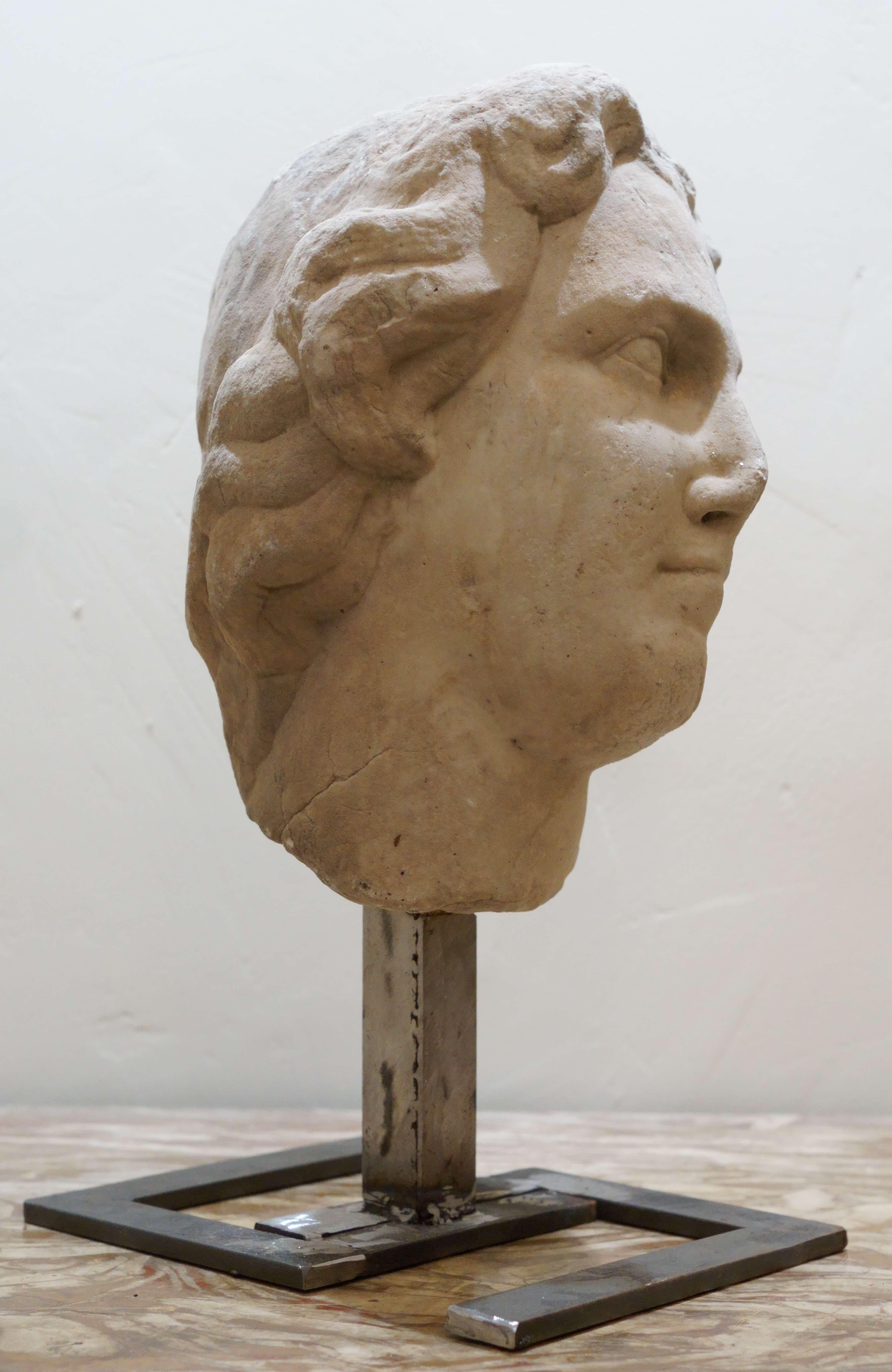 Grande Testa in Marmo bianco di Alessandro Magno Roma XVII secolo Scultura - Sculpture Antichi maestri di Unknown