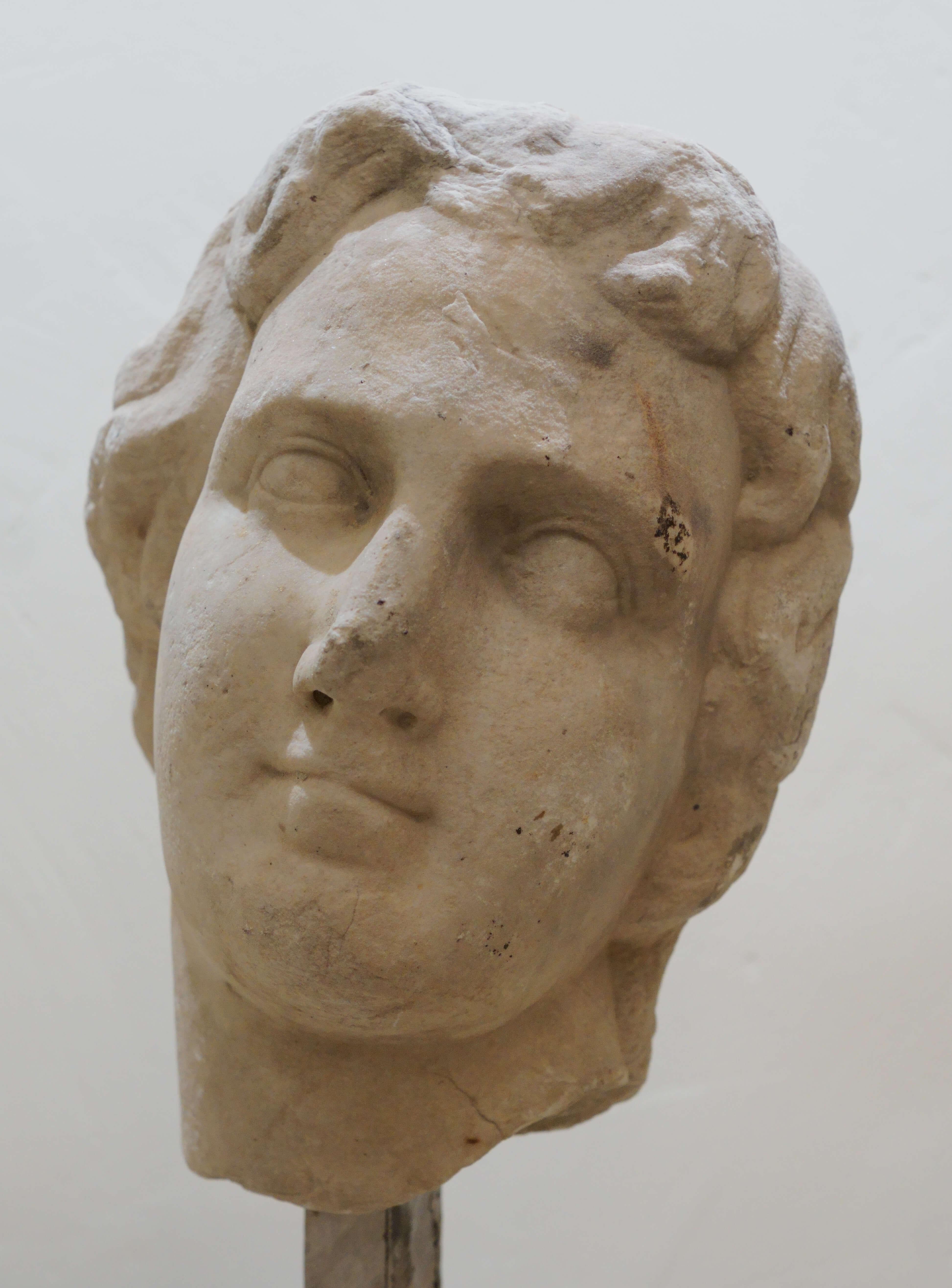 Grande Testa in Marmo bianco di Alessandro Magno Roma XVII secolo Scultura in vendita 4