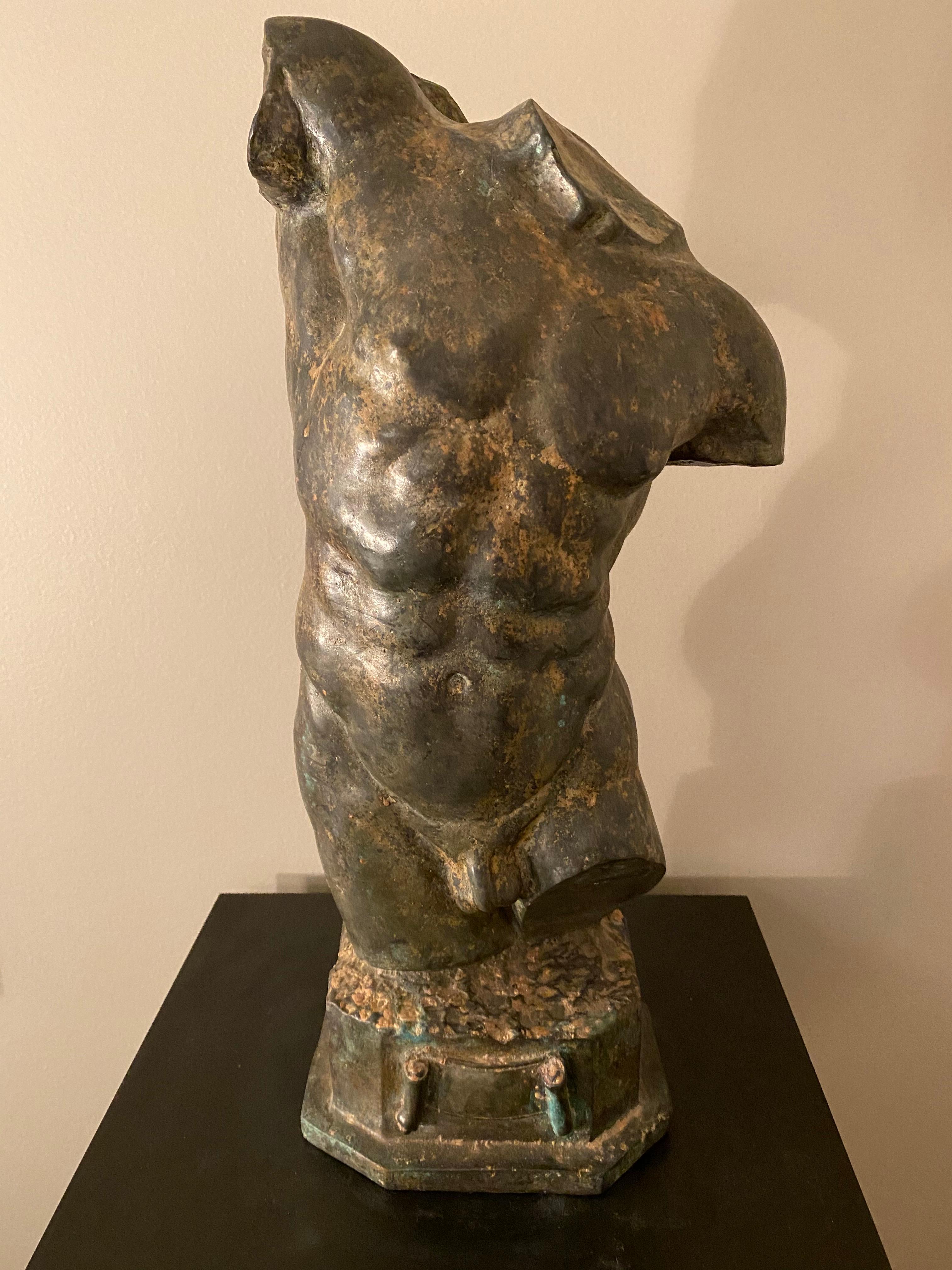 Unknown Nude Sculpture - Greco Roman Bronze Male Torso Nude